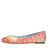 Ballerine in tessuto zig zag e pelle 