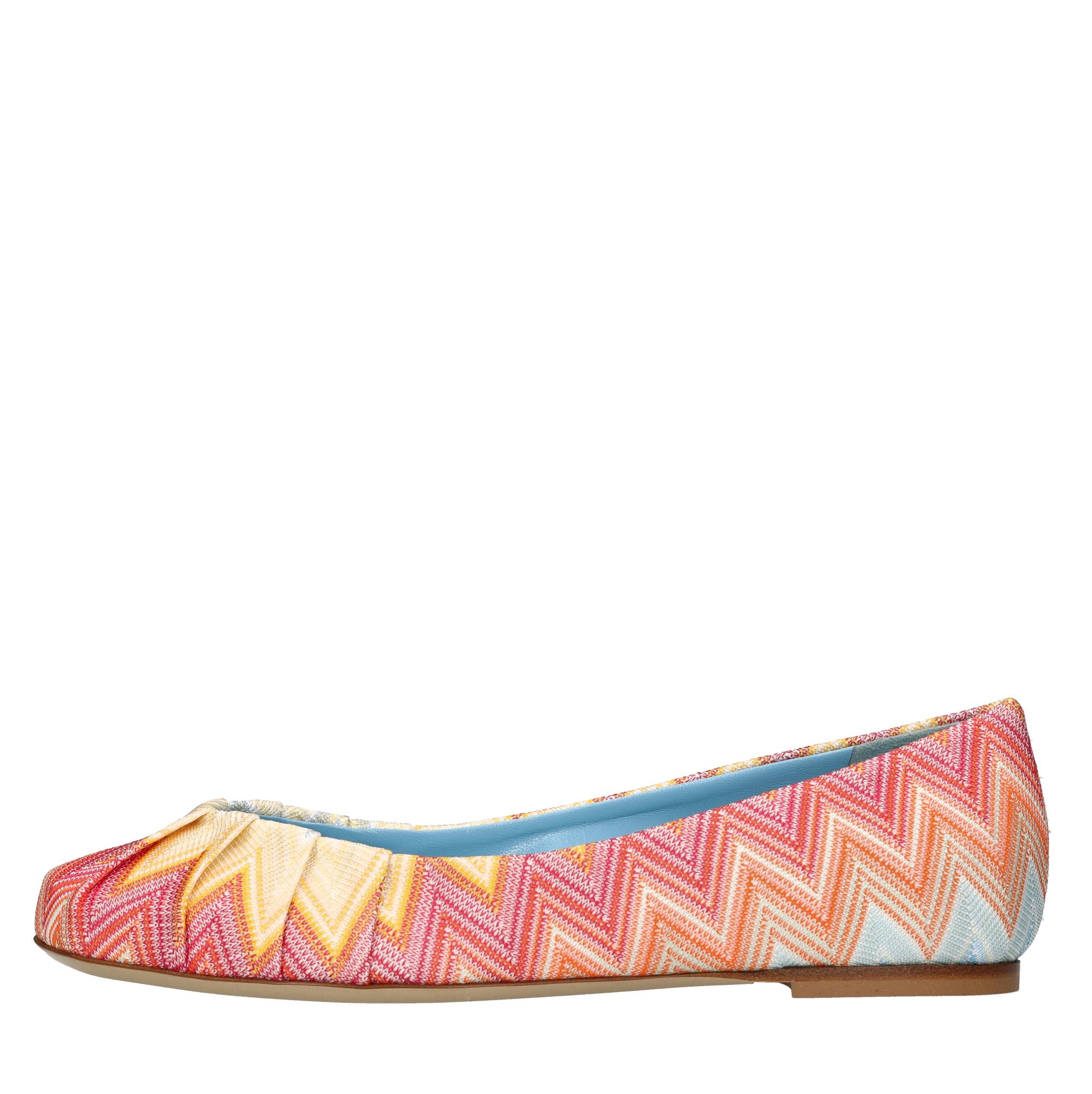 Ballerine in tessuto zig zag e pelle 