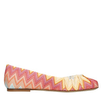 Ballerine in tessuto zig zag e pelle 