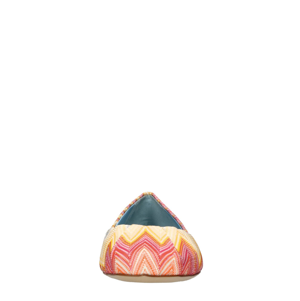 Ballerine in tessuto zig zag e pelle 