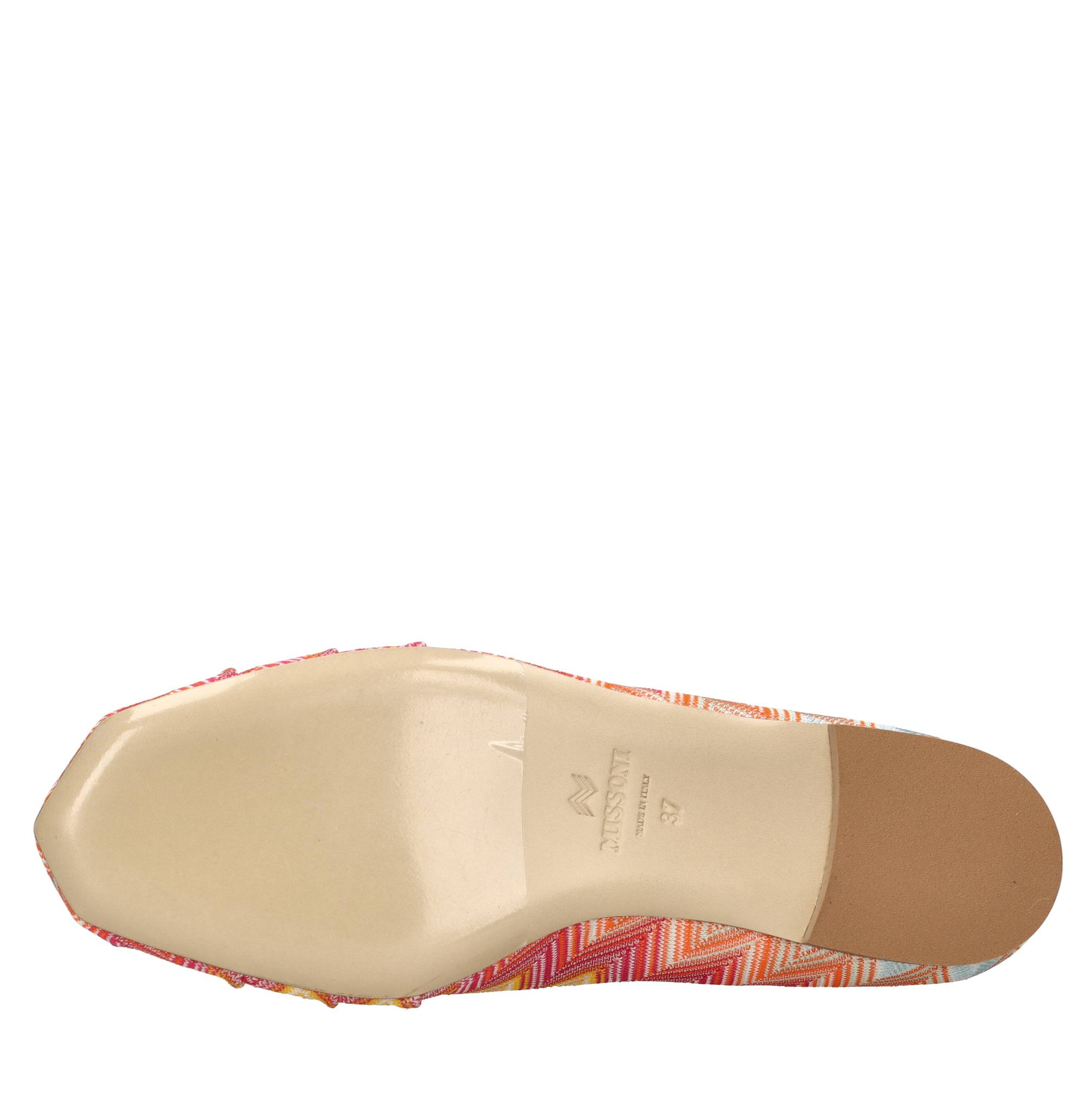 Ballerine in tessuto zig zag e pelle 