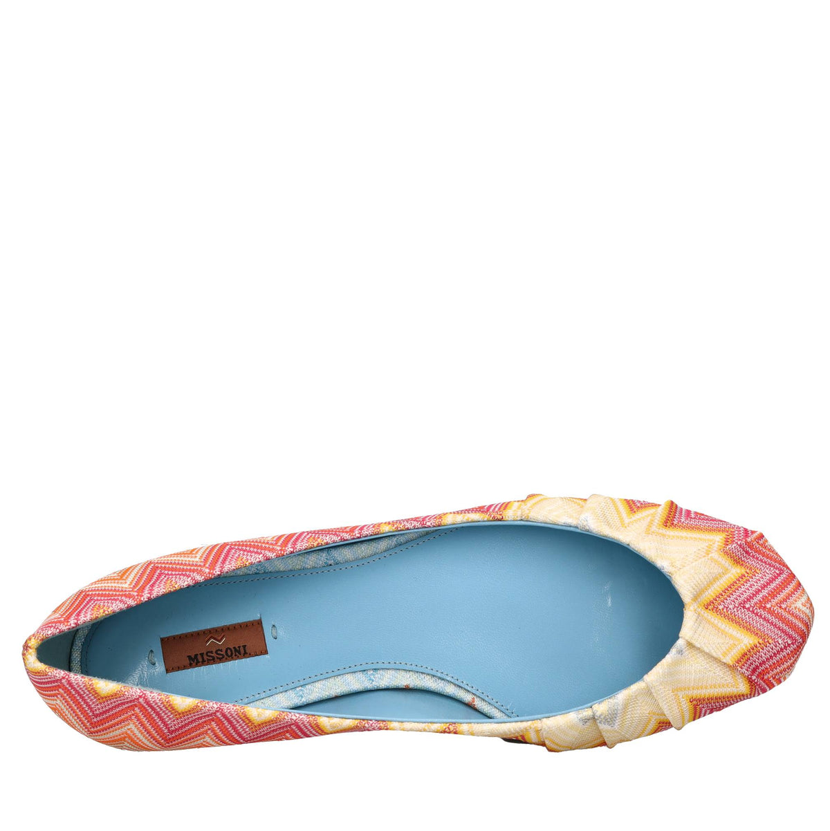Ballerine in tessuto zig zag e pelle 