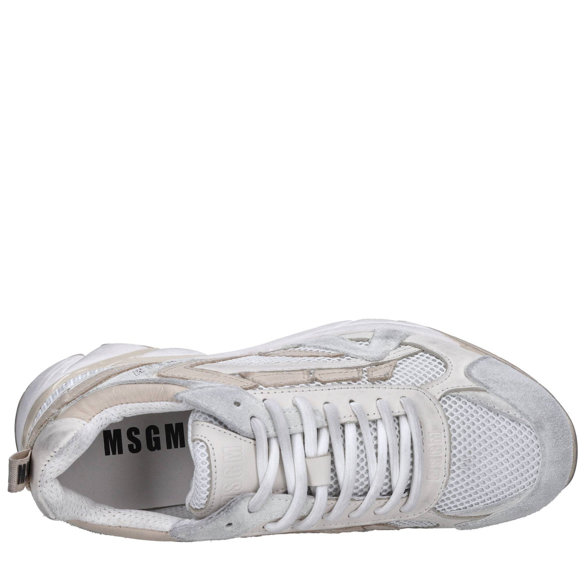 Sneakers in pelle e tessuto 