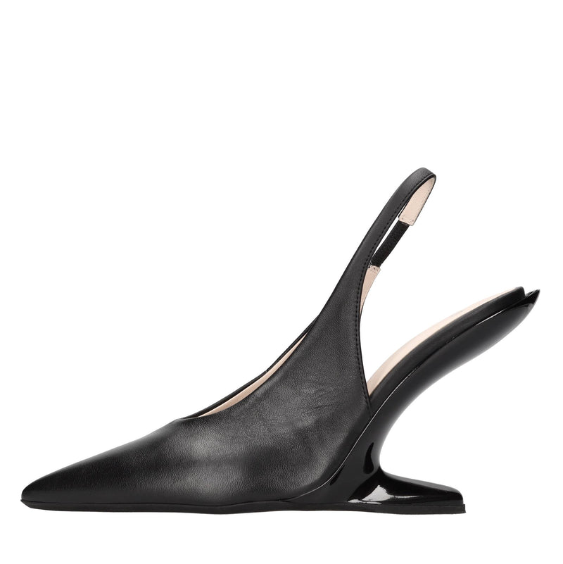 Décolleté slingback in pelle 