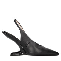 Décolleté slingback in pelle 