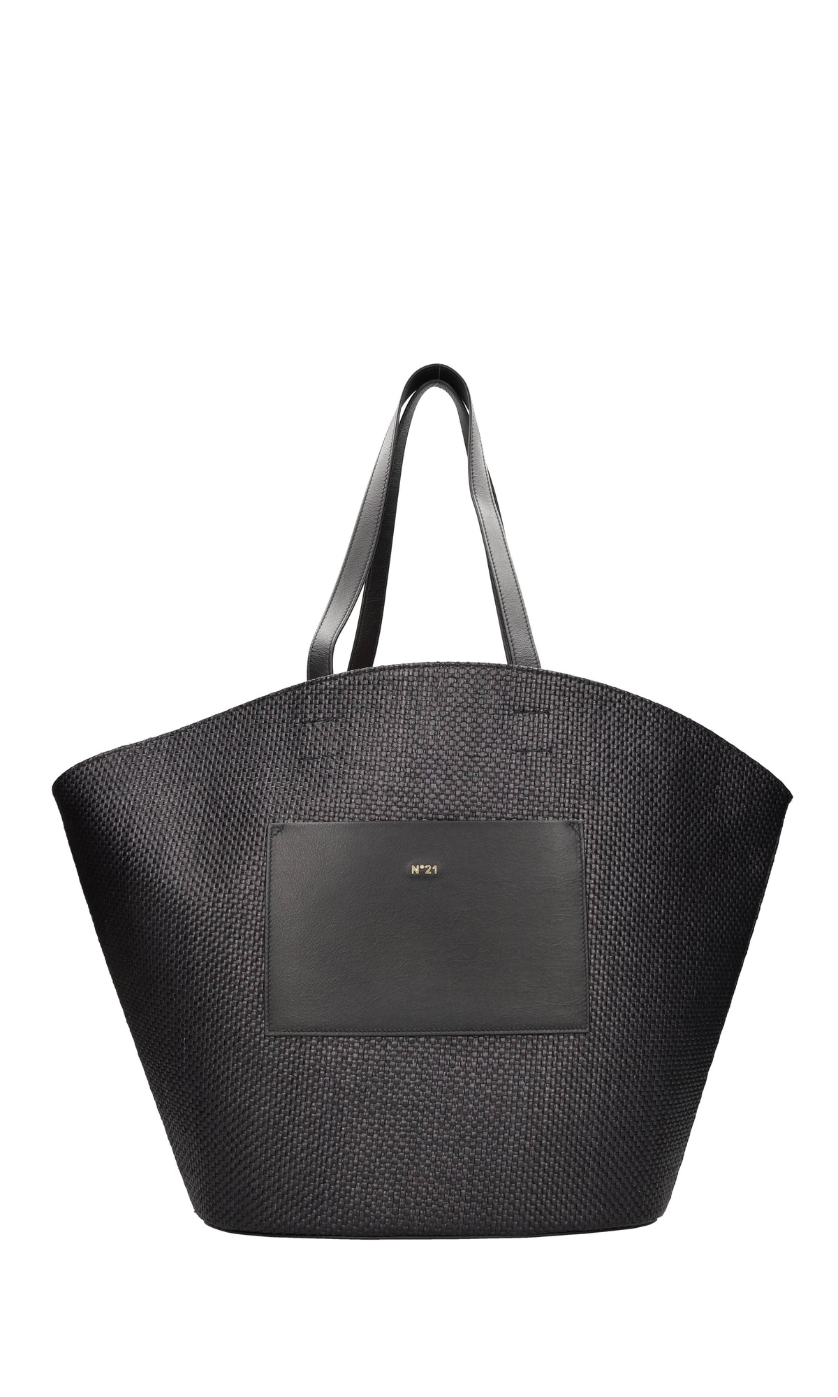 Borsa in pelle e rafia 