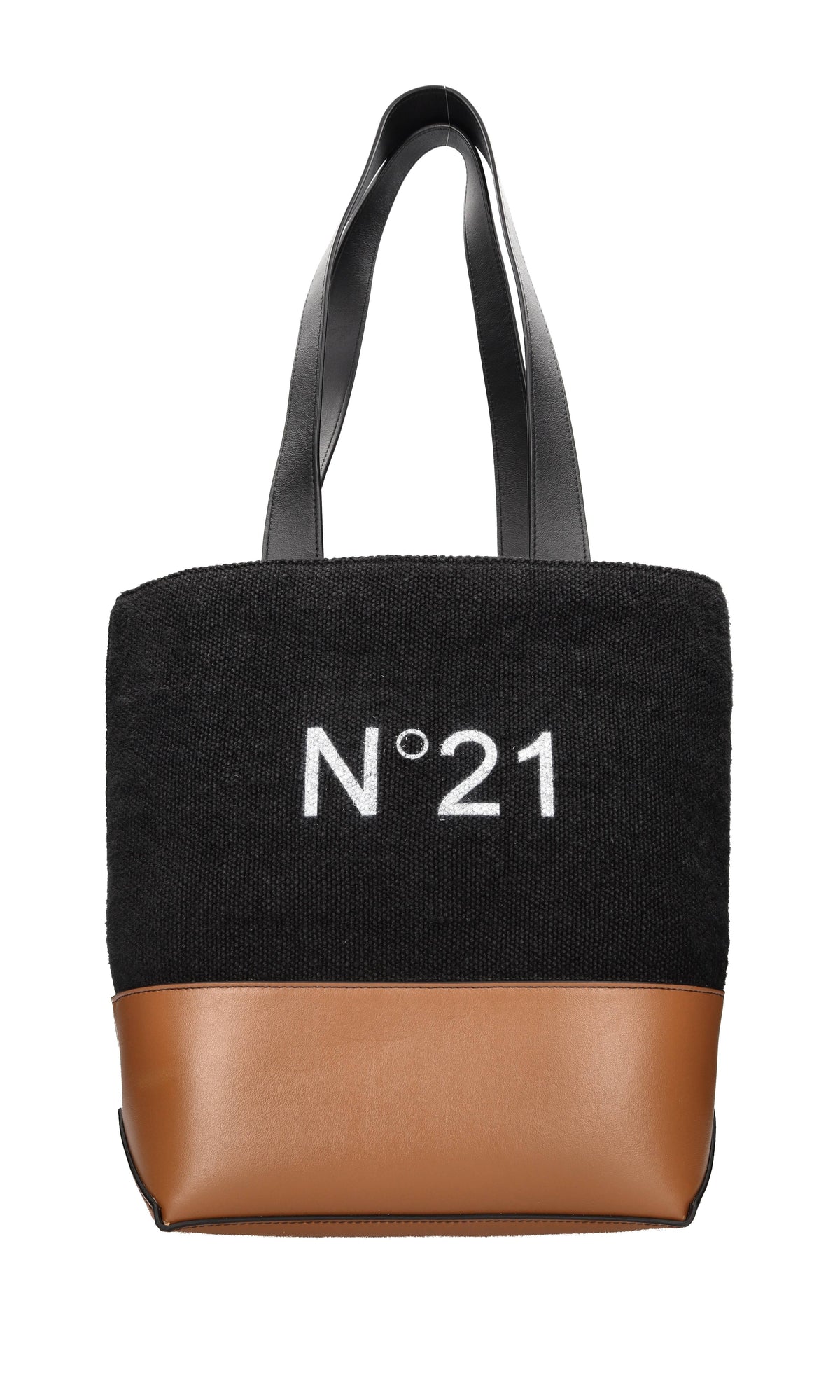 Borsa in pelle e tessuto 