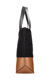 Borsa in pelle e tessuto 