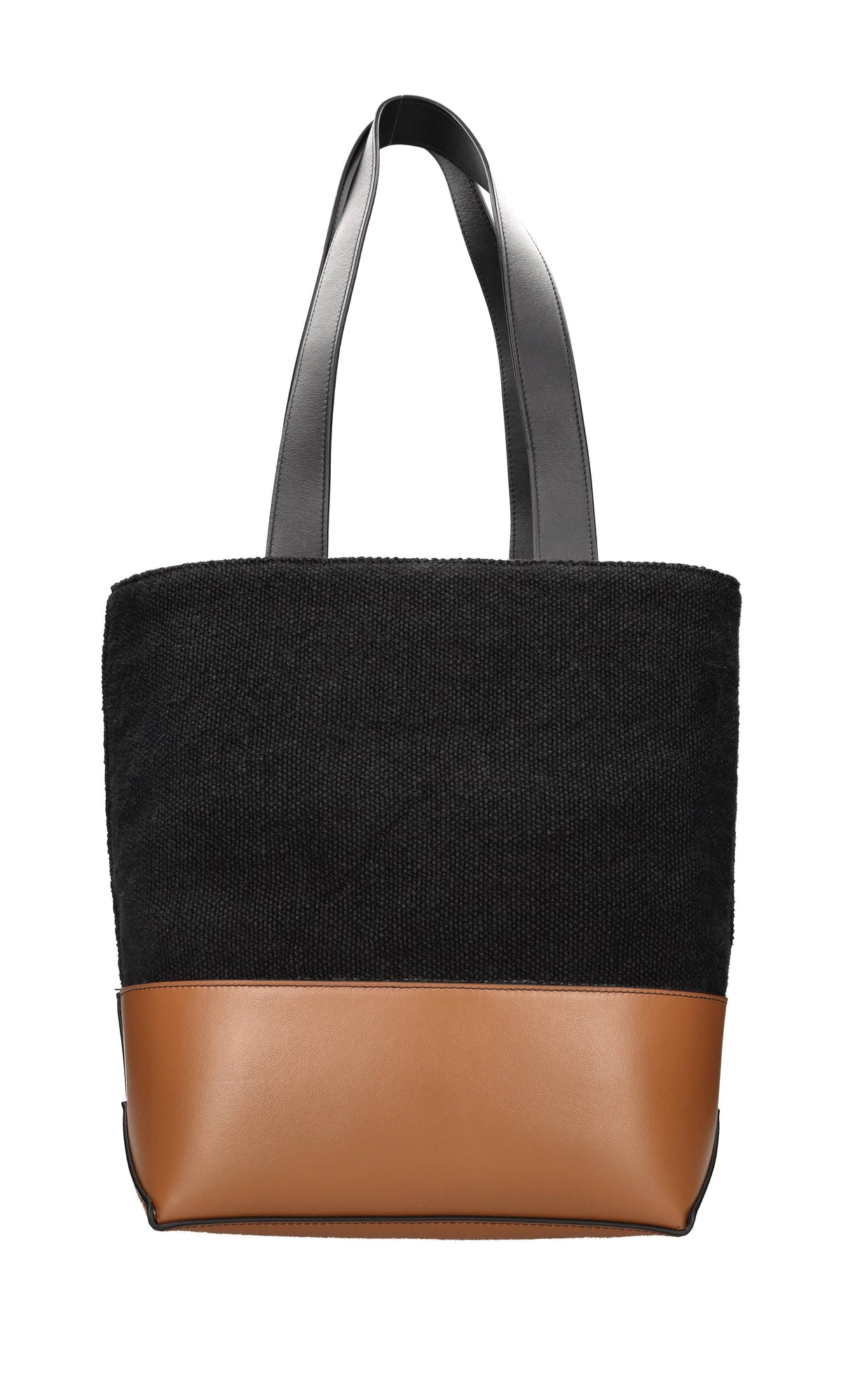 Borsa in pelle e tessuto 