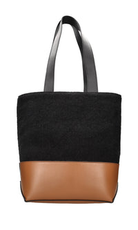 Borsa in pelle e tessuto 