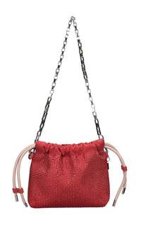 Borsa con in tessuto e strass 