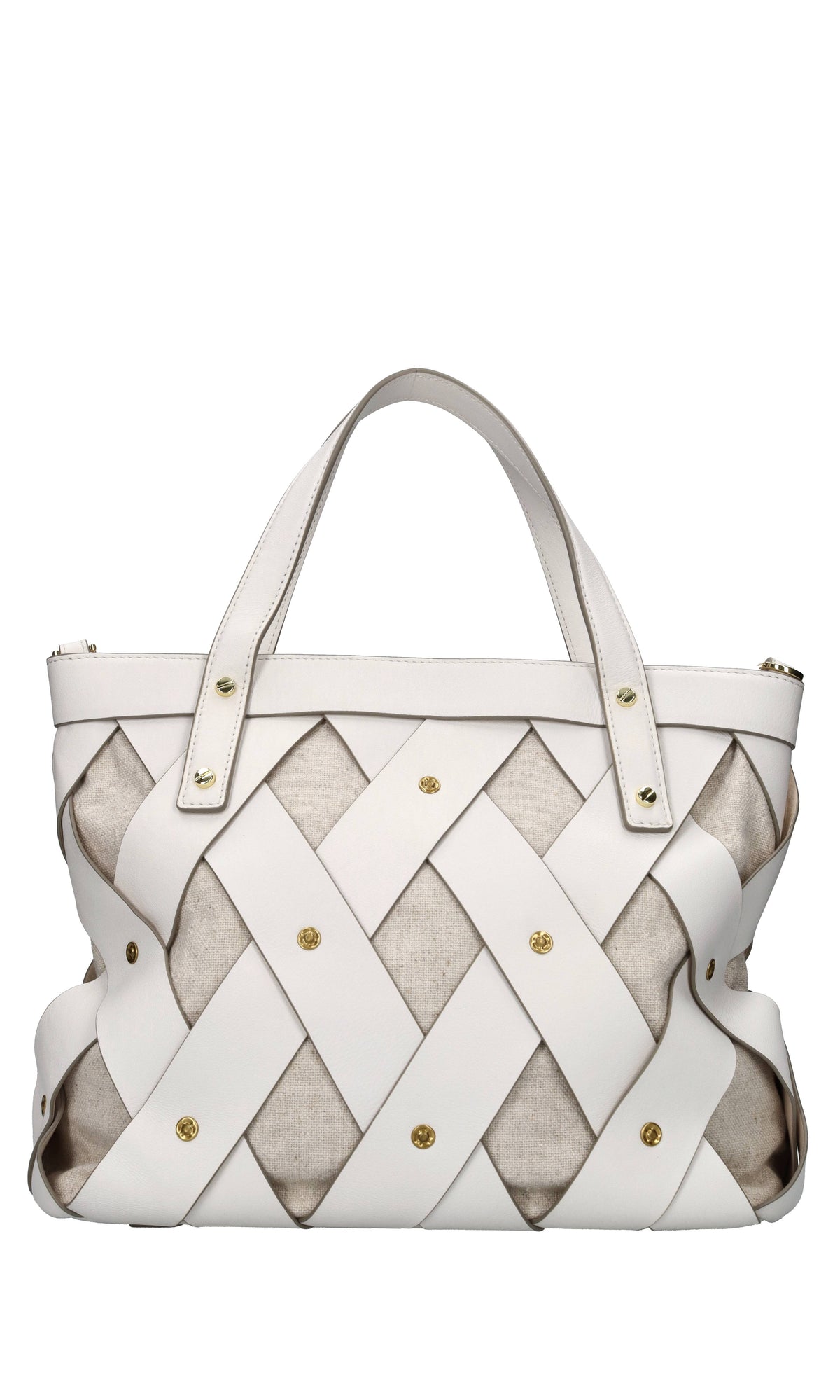 Borsa in pelle e tessuto 