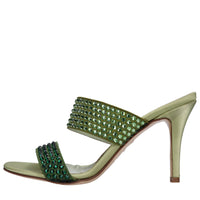 Sandali in tessuto e strass 