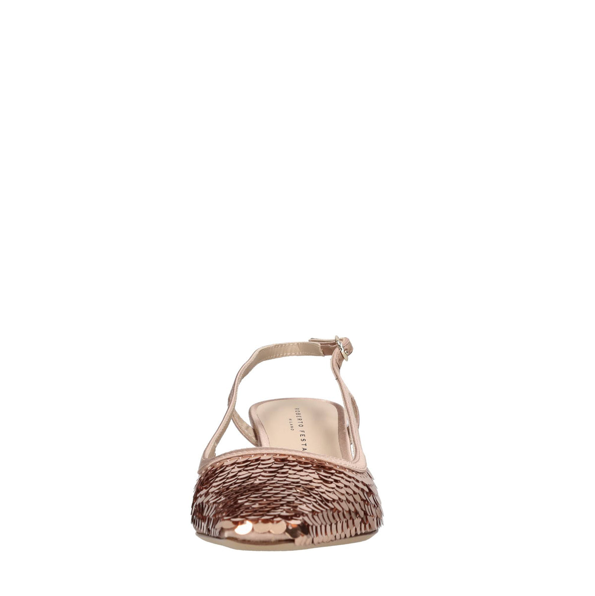Décolleté slingback in raso e paillettes 