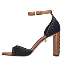 Sandali modello VALENTINA LUC in denim e pelle 