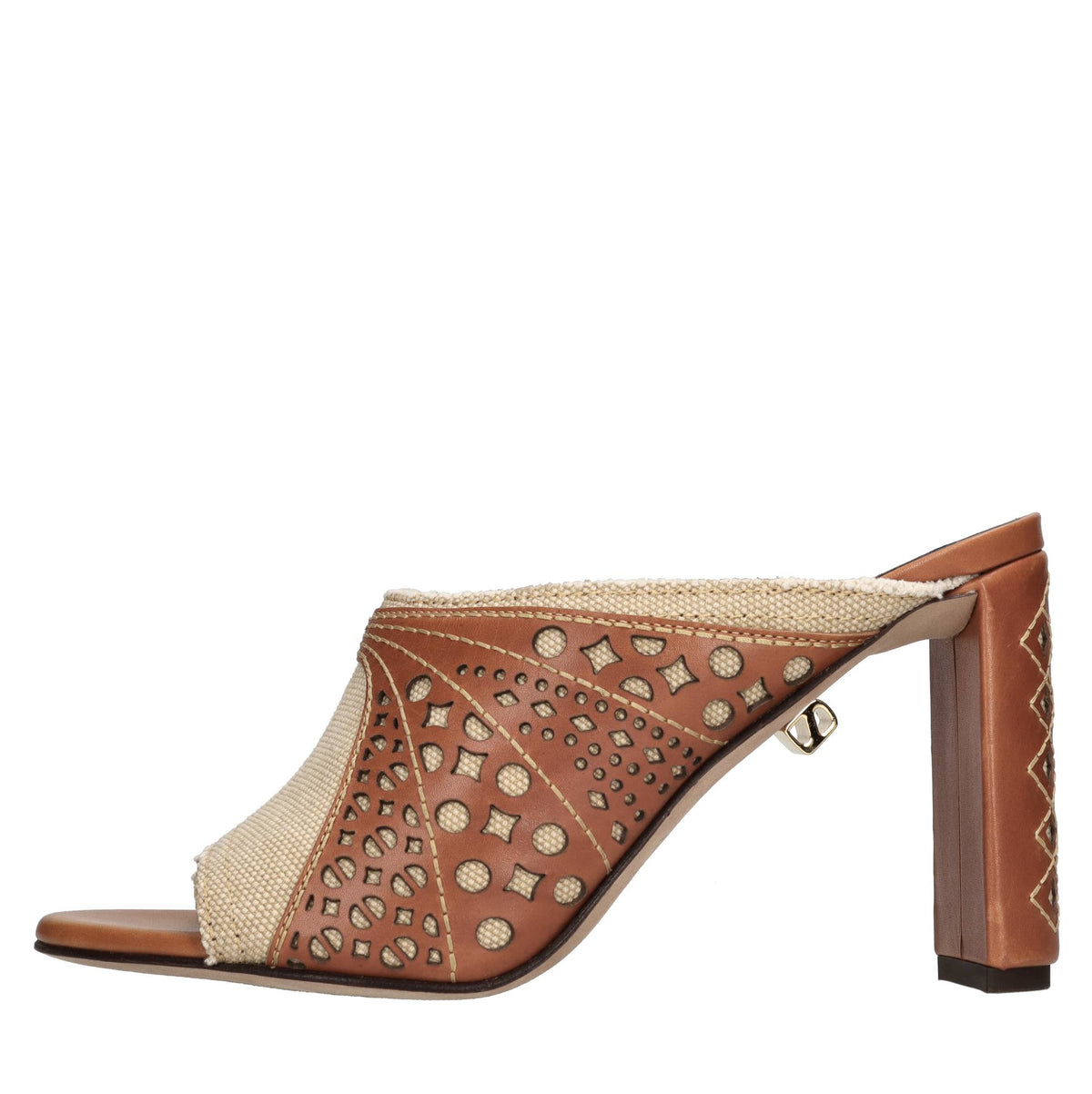 Mules modello ALINA in pelle e tessuto 