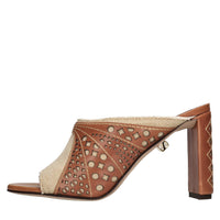Mules modello ALINA in pelle e tessuto 