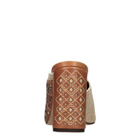 Mules modello ALINA in pelle e tessuto 