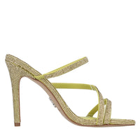 Mules in tessuto e glitter 