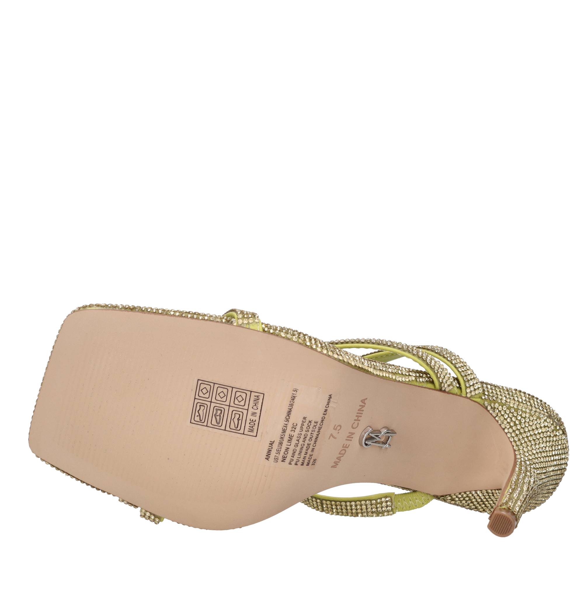 Mules in tessuto e glitter 