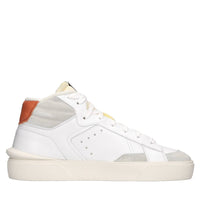Sneakers in pelle e tessuto 