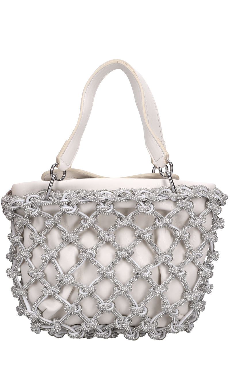 Borsa in ecopelle e strass modello Kobo Knots 
