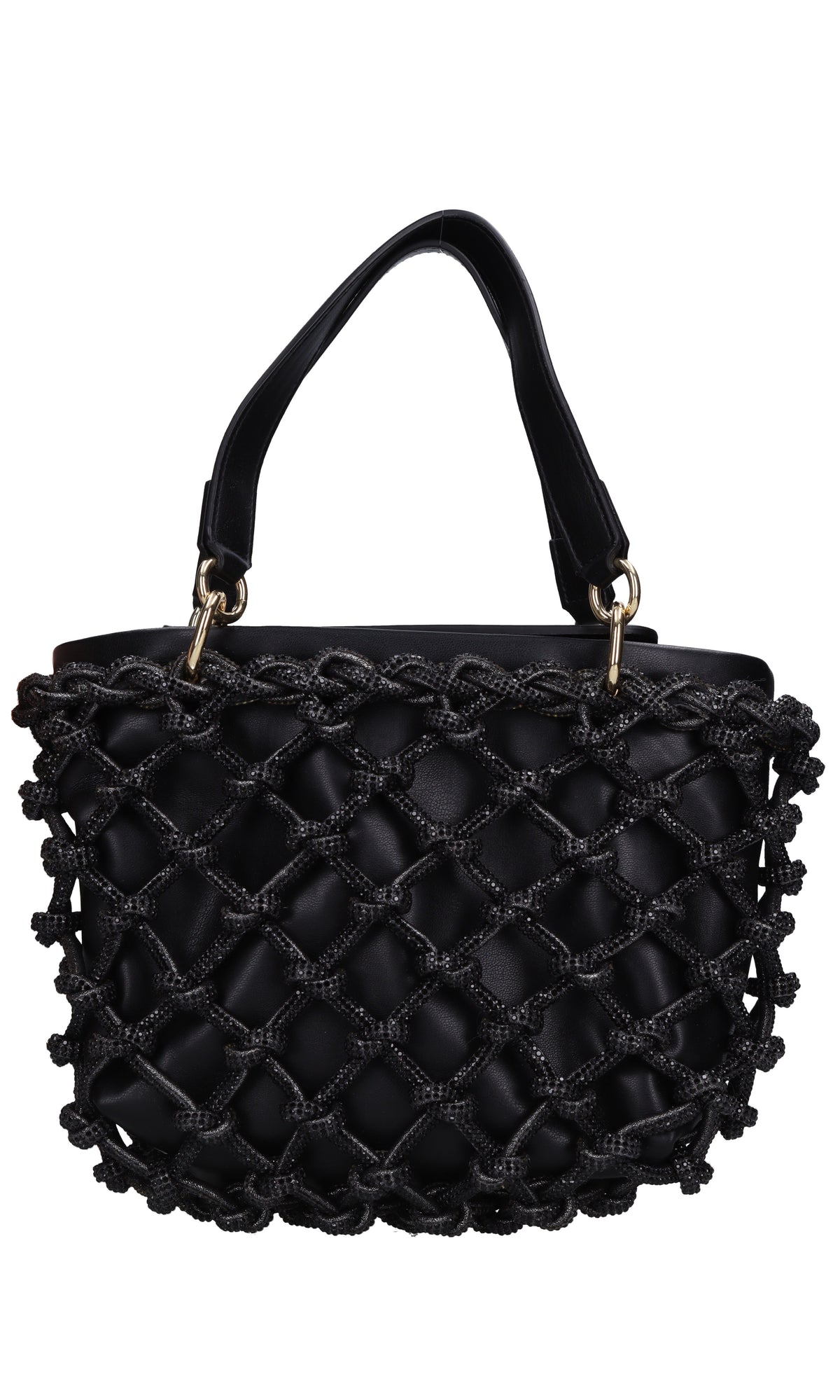 Borsa in ecopelle e strass modello Kobo Knots 