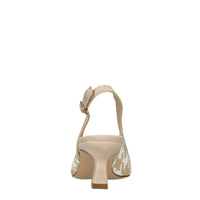 Décolleté slingback in pelle e rafia 