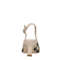 Décolleté slingback in pelle e rafia 
