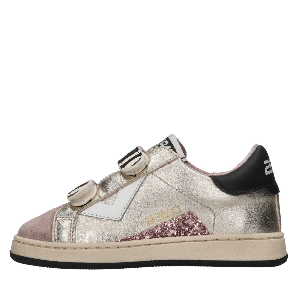 Sneakers in pelle camoscio e glitter 