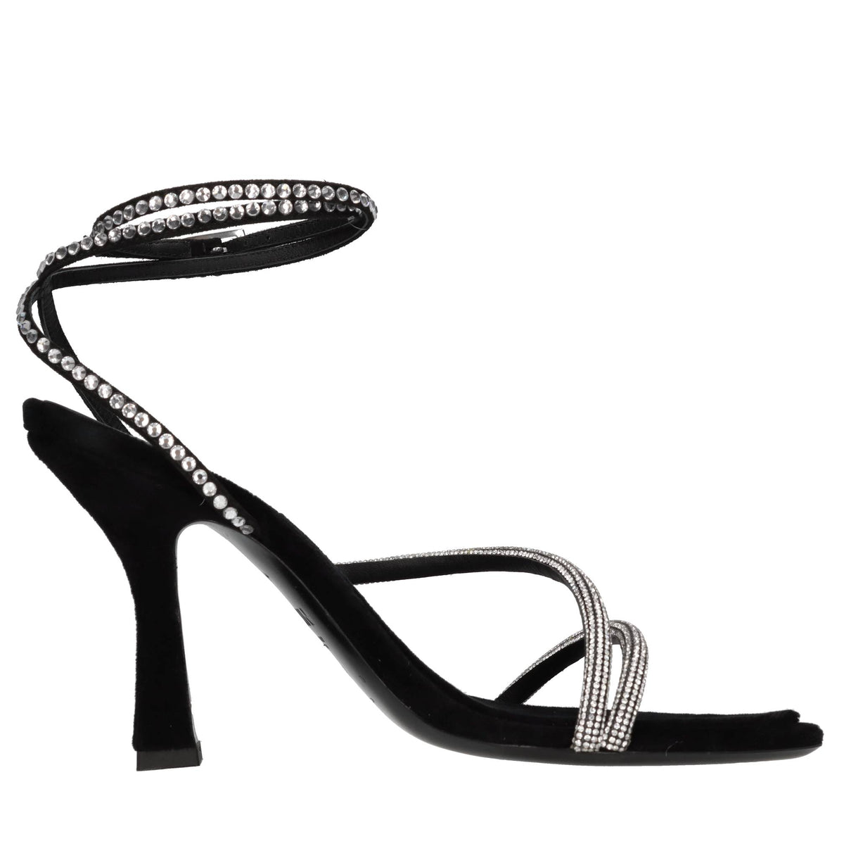 Sandali in velluto e strass 
