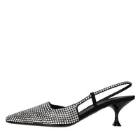 Décolleté slingback in raso e strass 