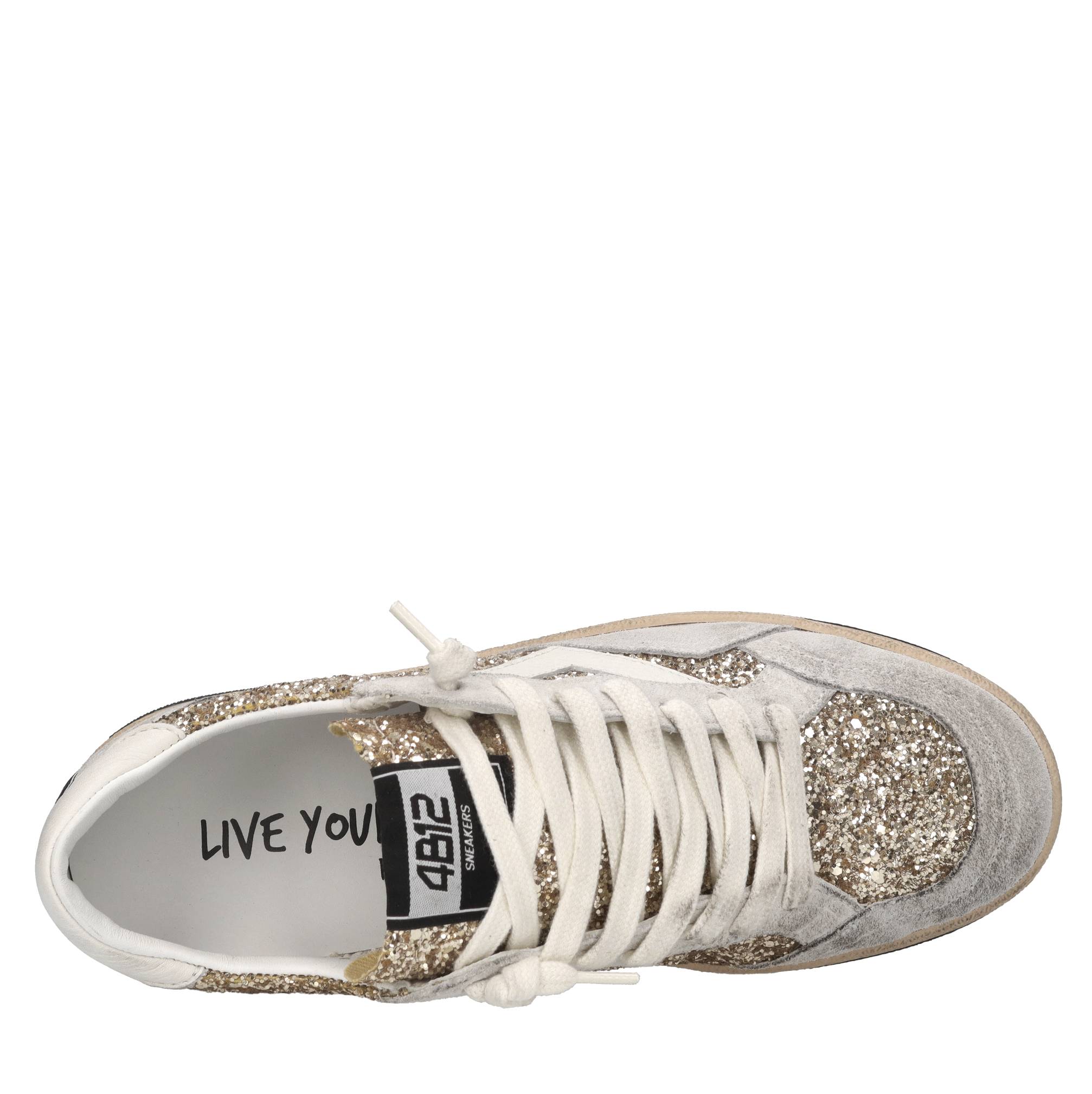 Sneakers in pelle e glitter 