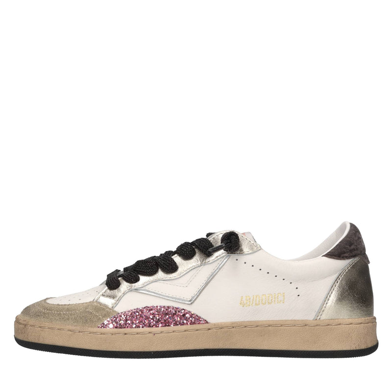 Sneakers in pelle e glitter 
