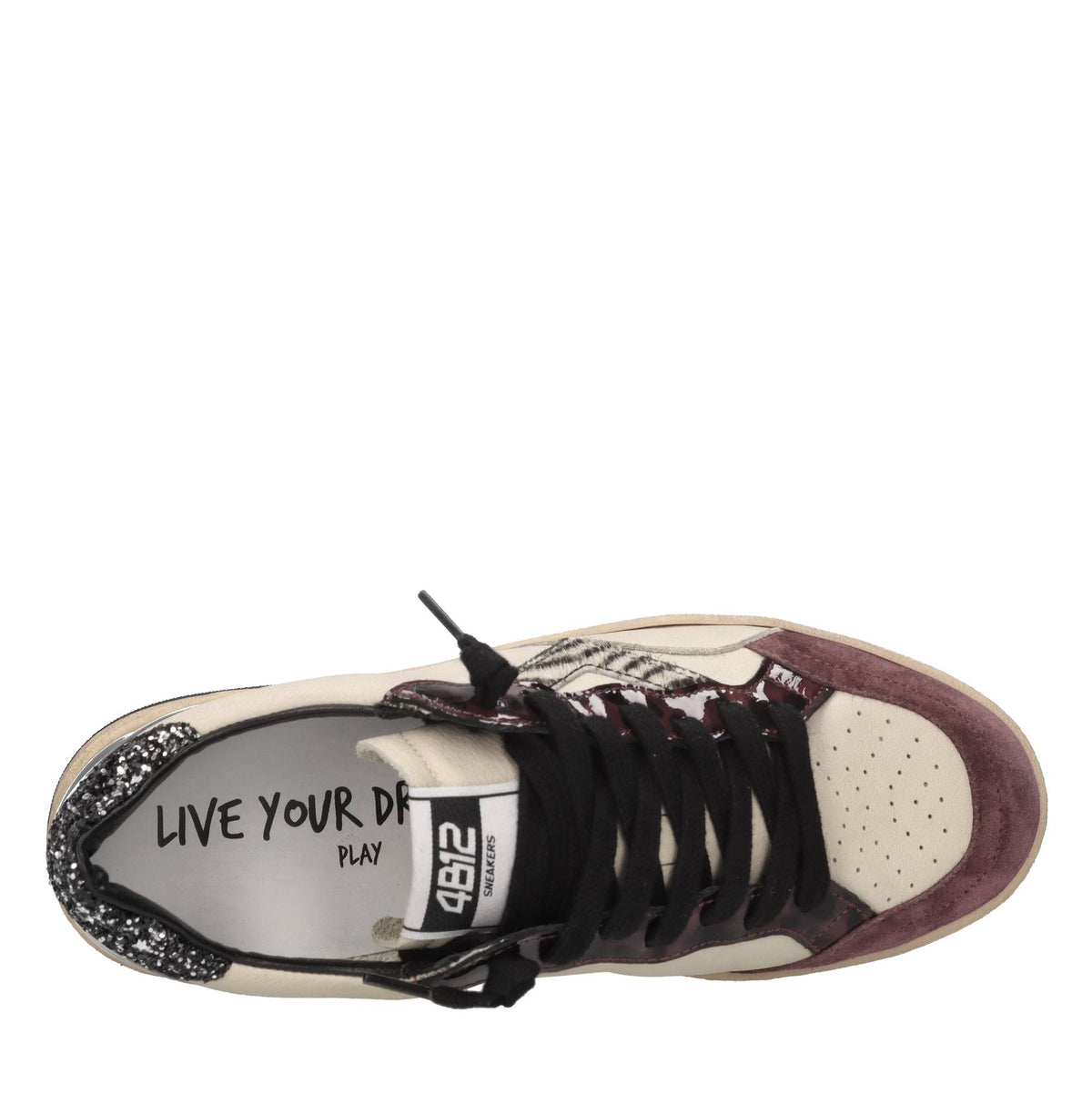 Sneakers in pelle e glitter 