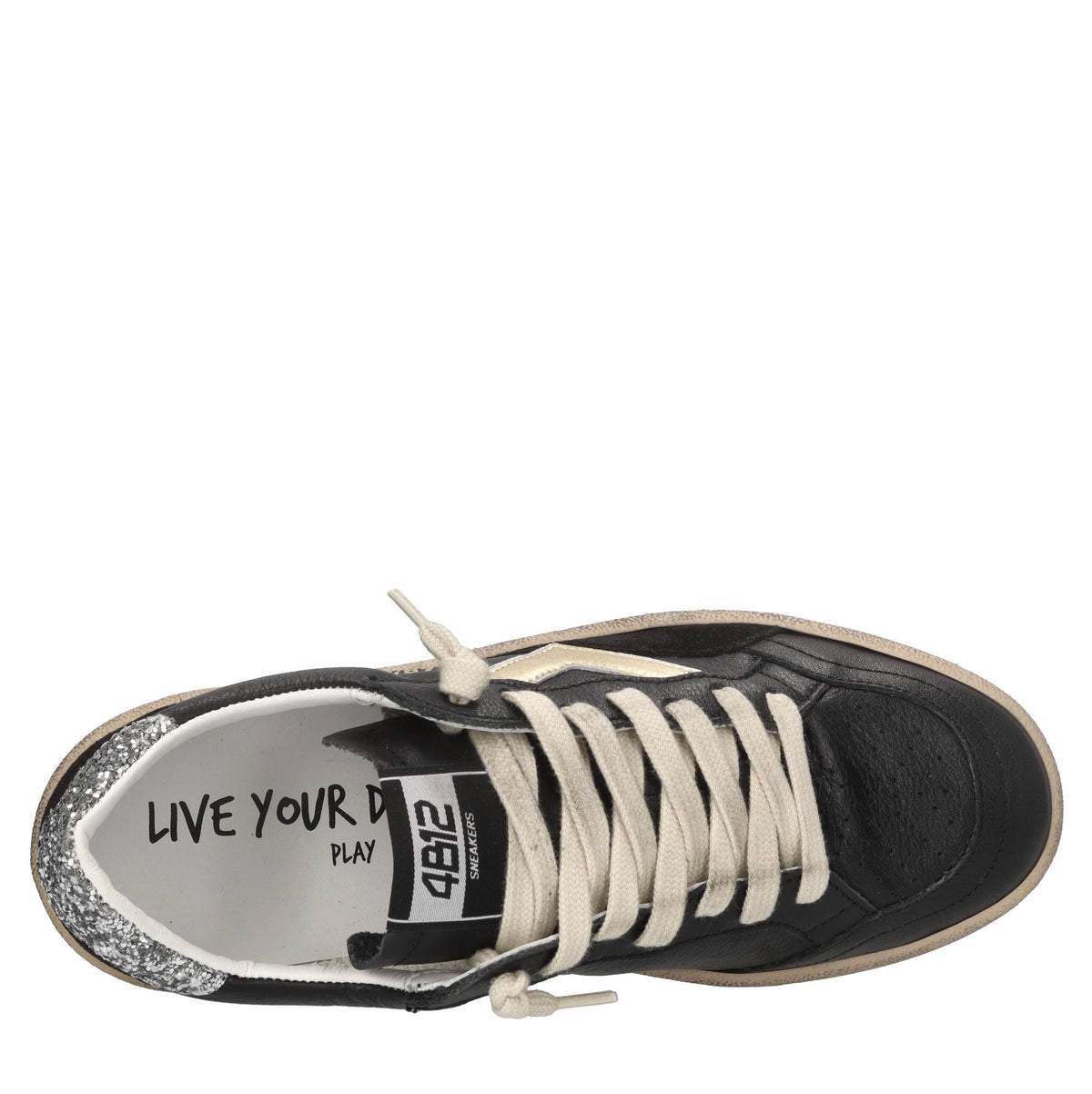Sneakers in pelle e glitter 