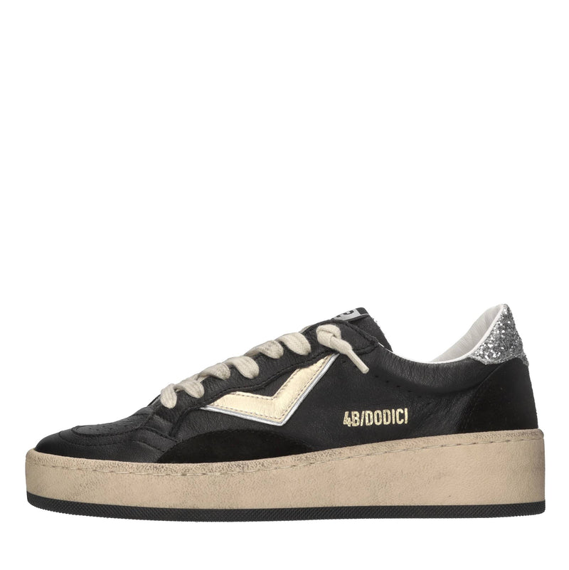 Sneakers in pelle e glitter 