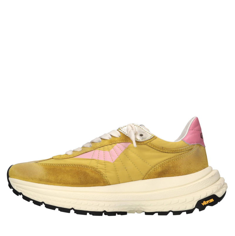 Sneakers in pelle e tessuto 