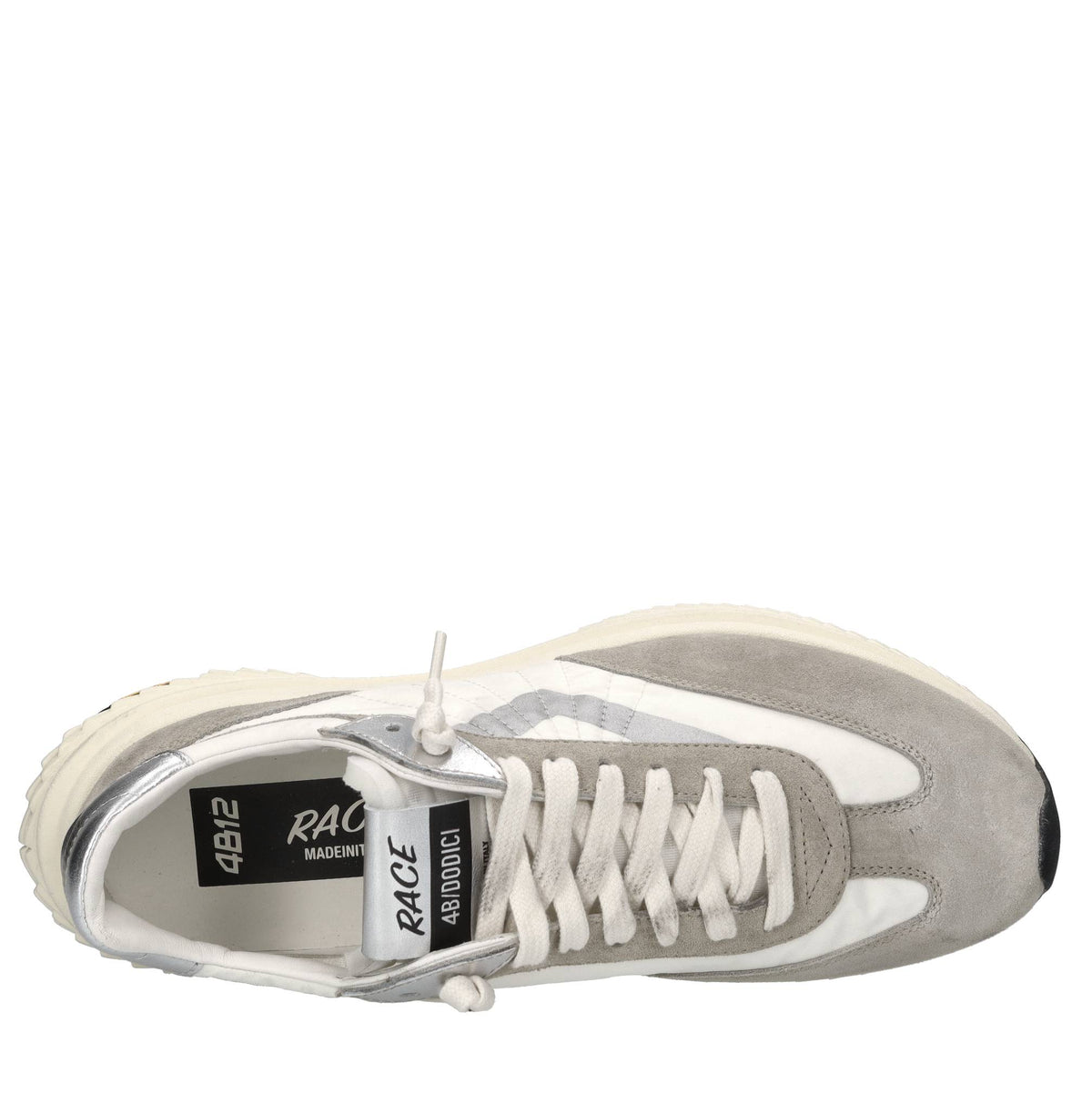 Sneakers in pelle e tessuto 