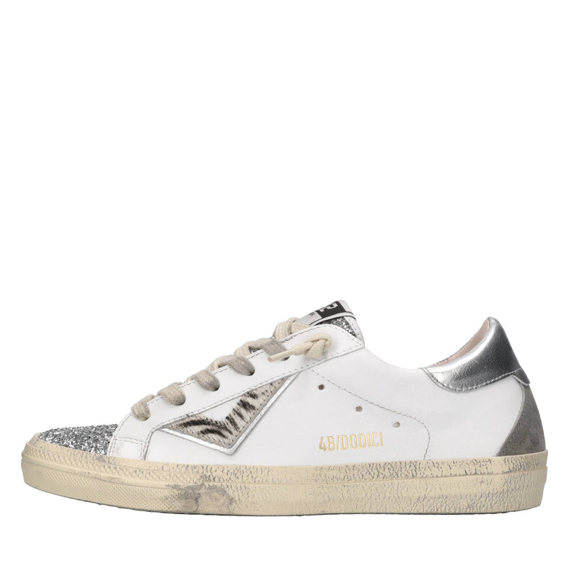 Sneakers in pelle e glitter 