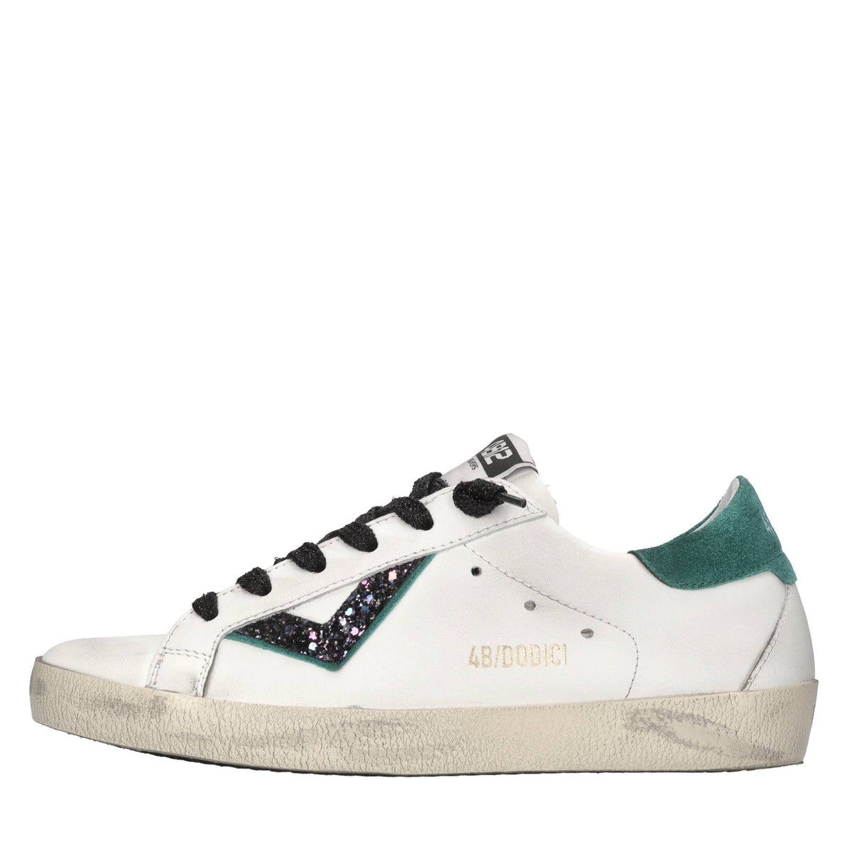 Sneakers in pelle e glitter 