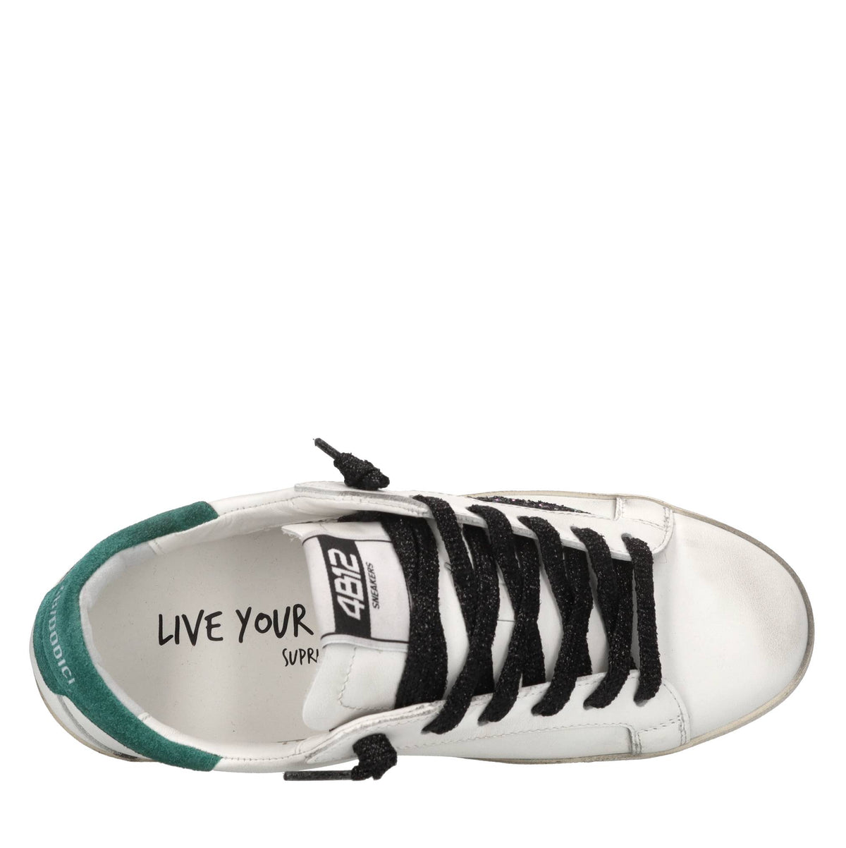 Sneakers in pelle e glitter 