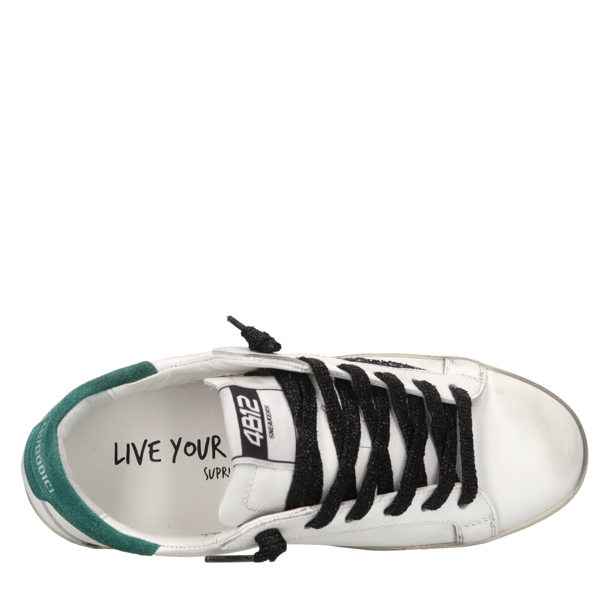 Sneakers in pelle e glitter 