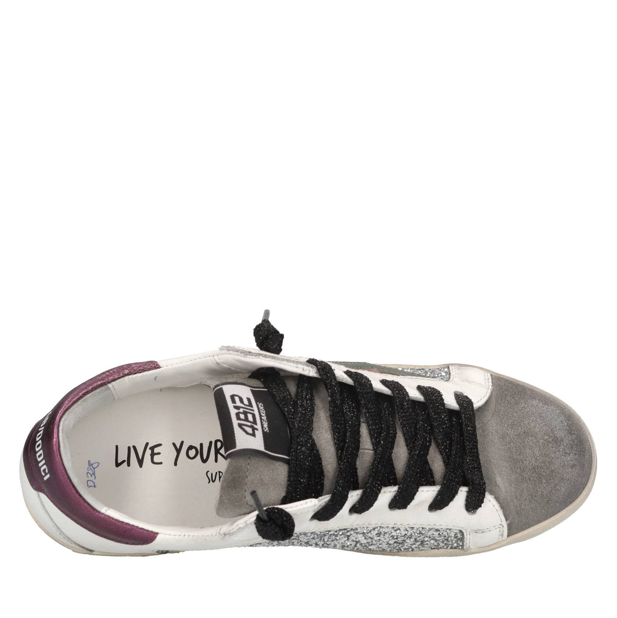 Sneakers in pelle e glitter 