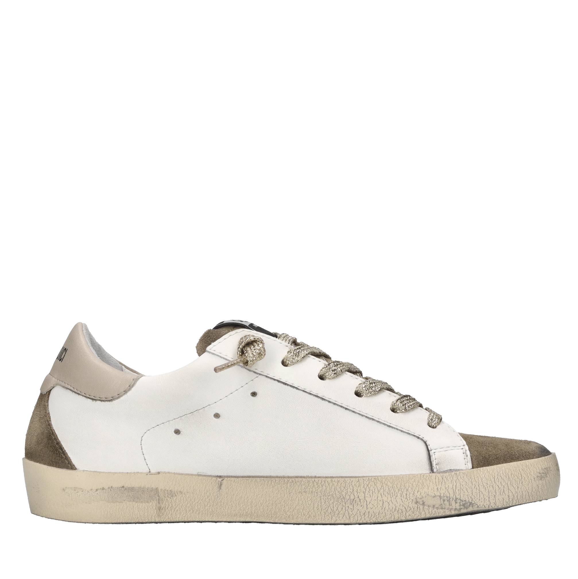 Sneakers in pelle e glitter 