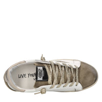 Sneakers in pelle e glitter 