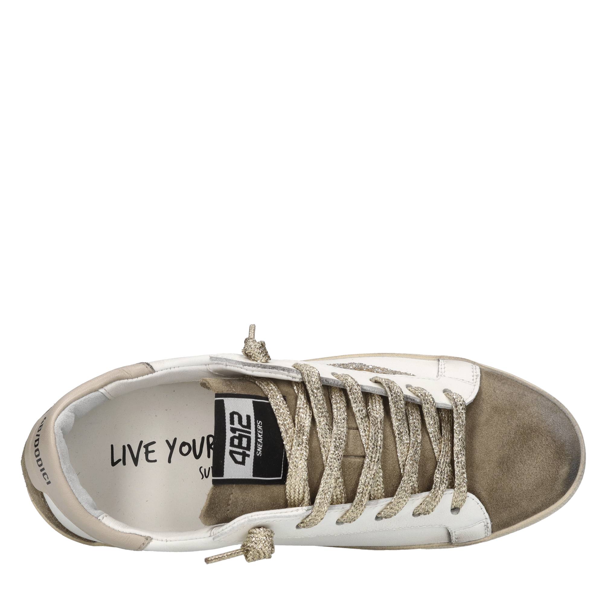 Sneakers in pelle e glitter 