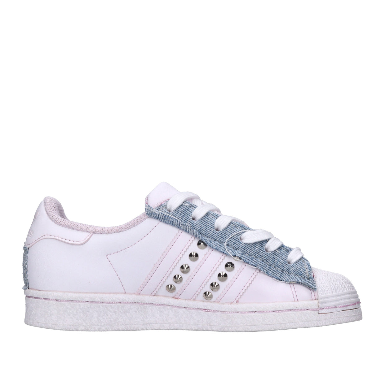 Sneakers in pelle e tessuto 
