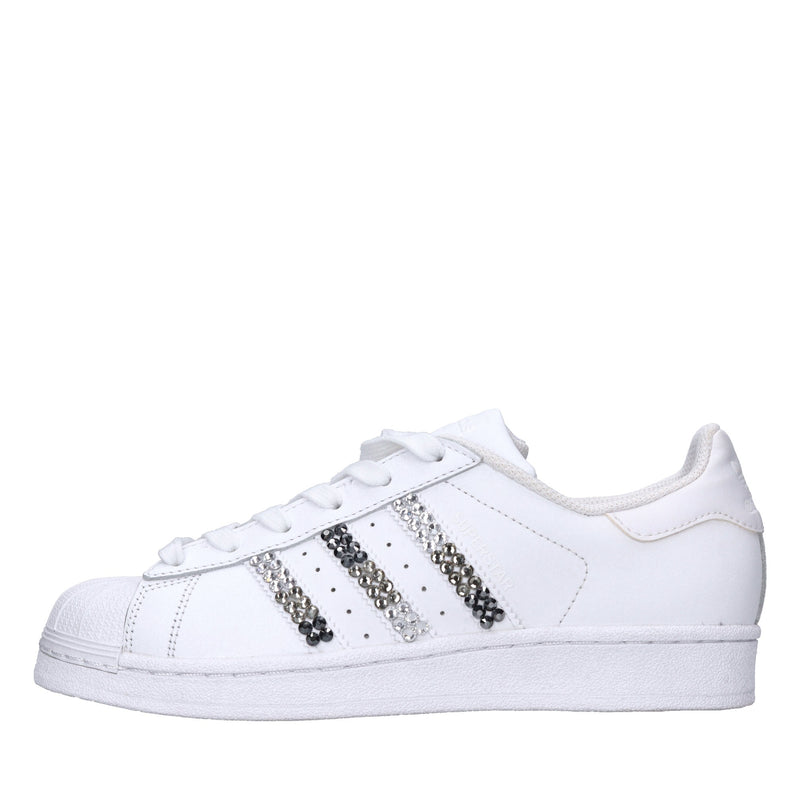 Sneakers in pelle,ecopelle e strass 