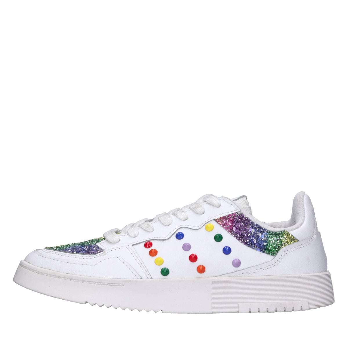 Sneakers in pelle e glitter 